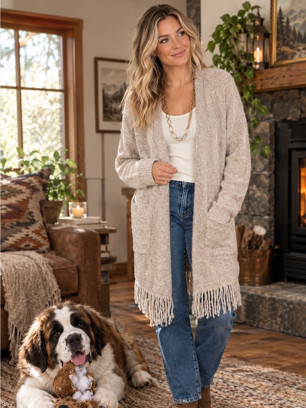 Debut fringed cardigan oversized medium